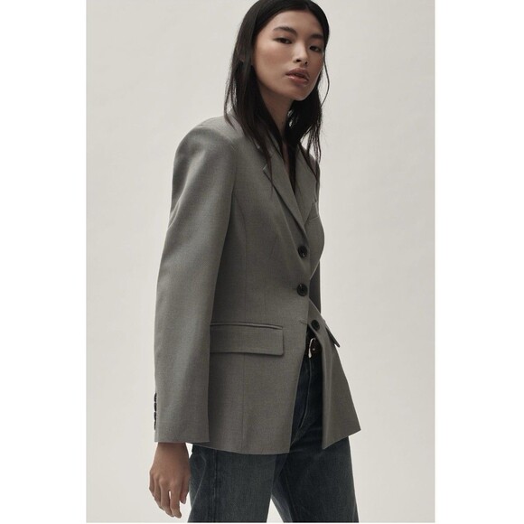Anthropologie Avec Les Filles Sculpted Hourglass Blazer Sz Md Grey NWT